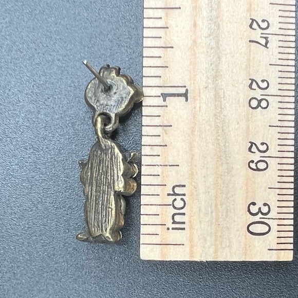 Rice pearl antique gold tone floral rhinestone earrings Victorian style - Picture 5 of 6